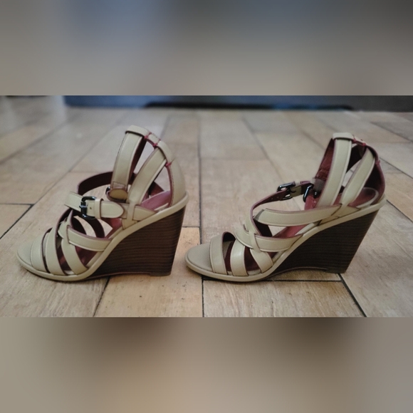 COACH Dawn leather anklet wedges BRAND NEW 5.5 - Picture 4 of 9